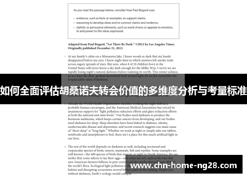 如何全面评估胡桑诺夫转会价值的多维度分析与考量标准