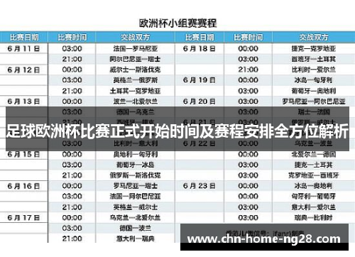 足球欧洲杯比赛正式开始时间及赛程安排全方位解析